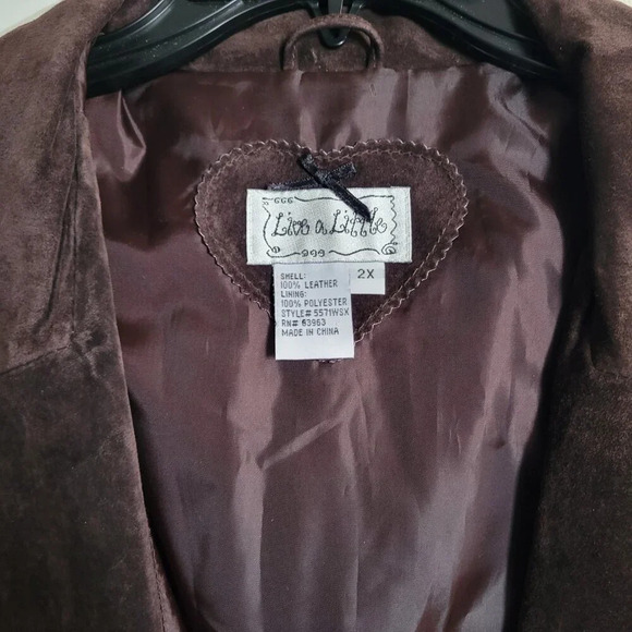 Live a Little Genuine Leather Suede Vintage Boho Hippie Jacket w/Grommets (Size: - Picture 3 of 16